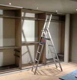 Installation of a walk in dressing room in progress