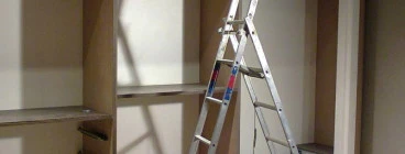 Installation of a walk in dressing room in progress