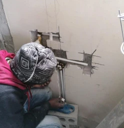 Lining cobra pipes for hot water and cold water for basins